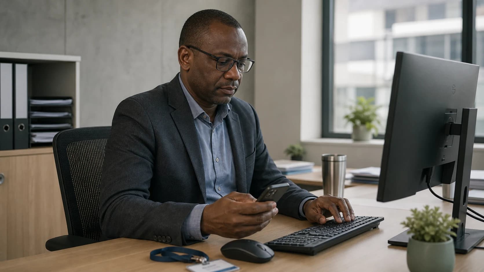 Un responsable communal utilise un second facteur depuis son poste professionnel.